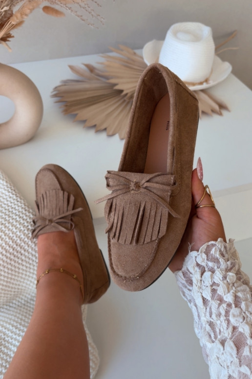 Women s Moccasins with Fringes Light Brown Janelisse