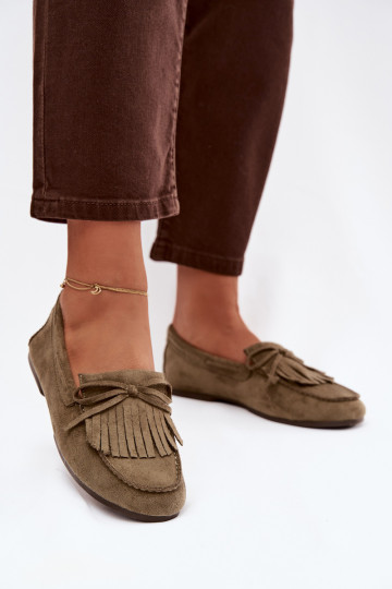 Women's Loafers with Fringes Green Janelisse