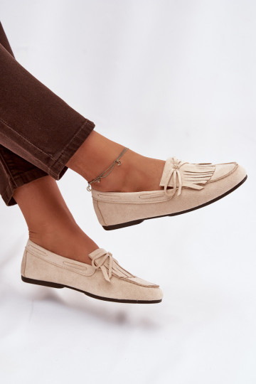 Women's Loafers with Fringes Light Beige Janelisse