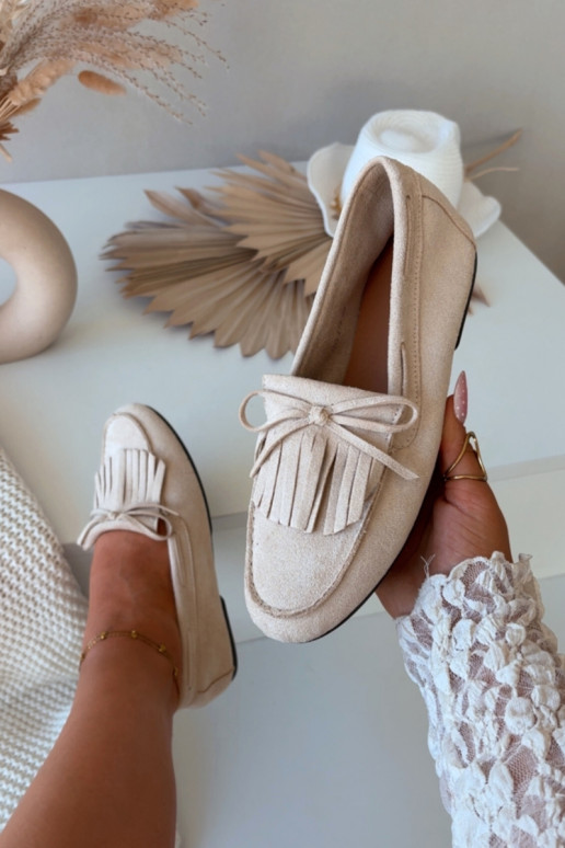 Women's Loafers with Fringes Light Beige Janelisse