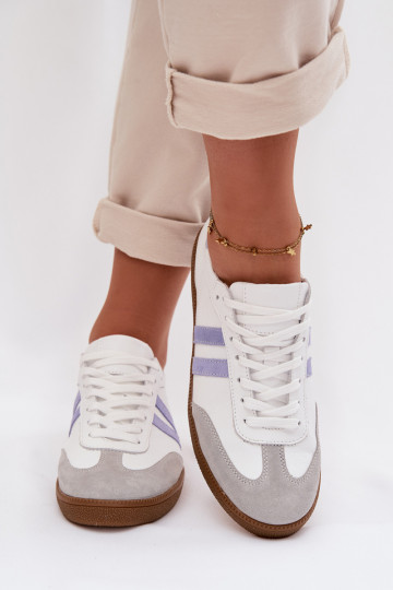 Zazoo N1068 Leather Low Women's Sneakers White-Blue 2