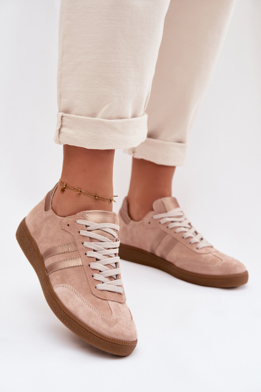 Zazoo N1068 Suede Low Women's Sneakers Dirty Pink