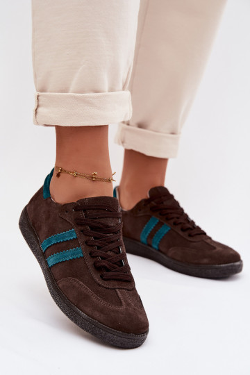 Zazoo N1068 Zamszowe Niskie Sneakersy Damskie Czekoladowe 2