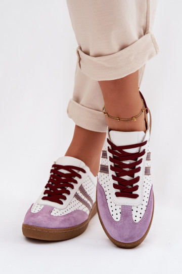 Leather Mesh Women's Sneakers Zazoo N1318 White-Purple