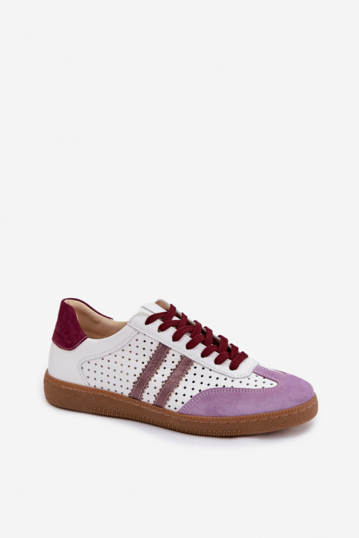 Leather Mesh Women's Sneakers Zazoo N1318 White-Purple