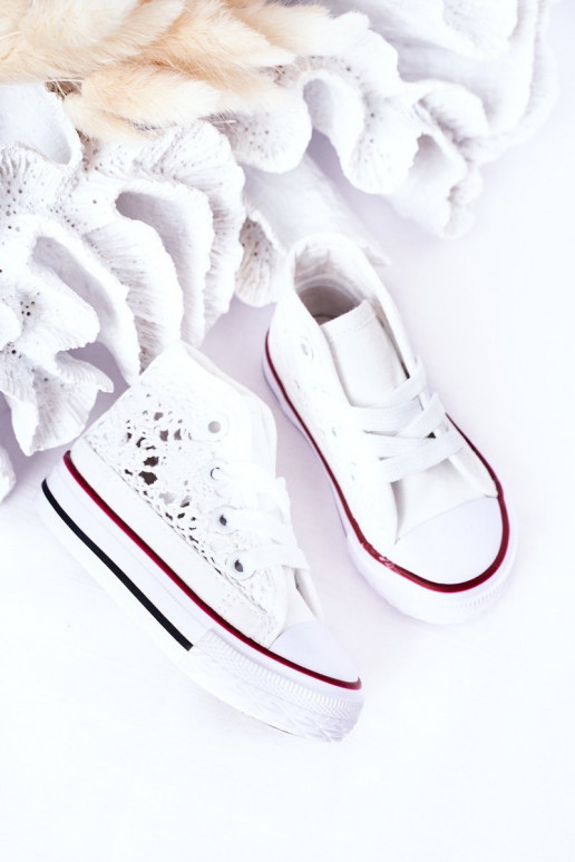 Children's High Sneakers With Lace White Roly-Poly