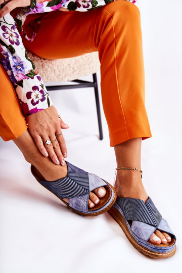 Leather Profiled Slippers Maciejka 04986-17 Blue 2