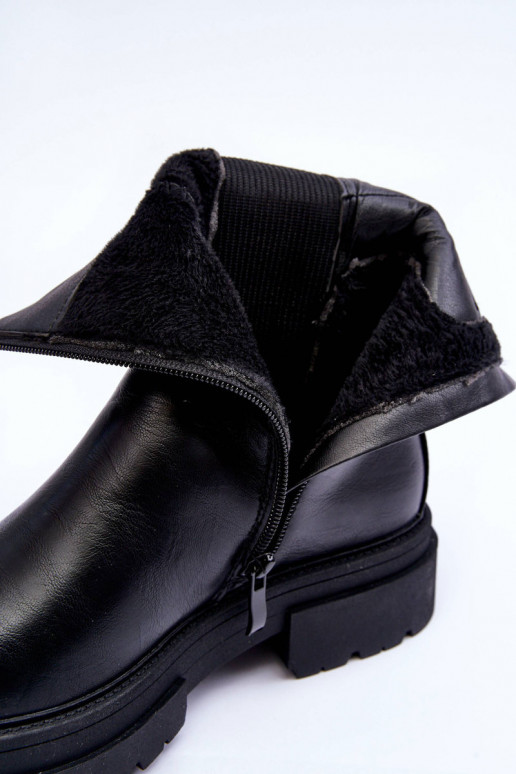 Slip-On High Padded Boots Ankle Boots Black Milca