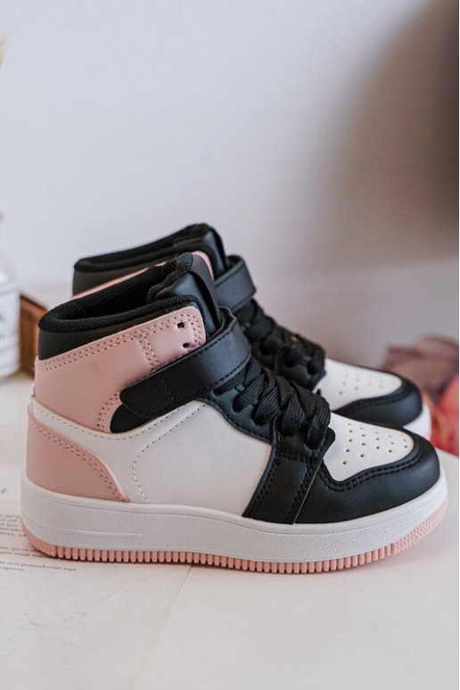 Wysokie Dziecięce Buty Sportowe Biało-Różowe Teredite