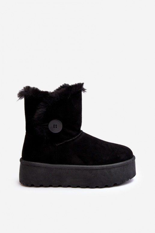 Women's Platform Snow Boots with Fur Black Wikasem