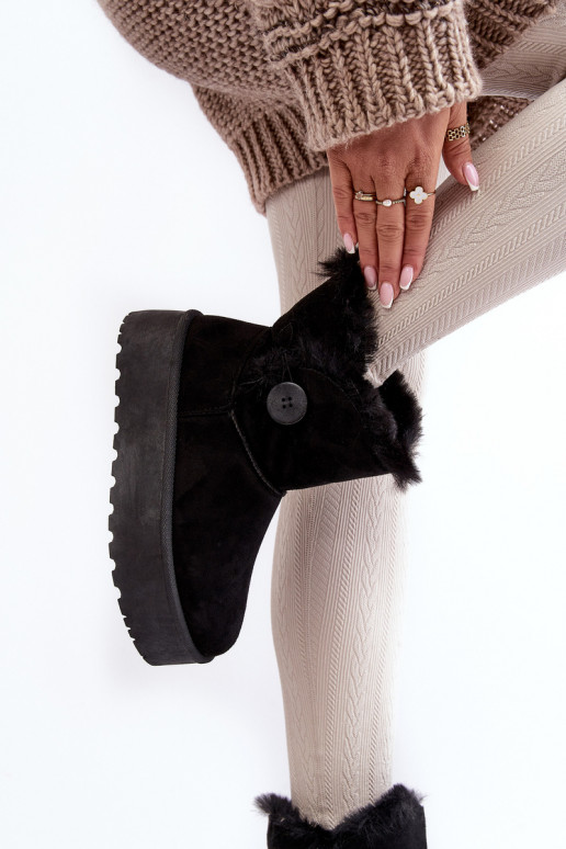 Women's Platform Snow Boots with Fur Black Wikasem