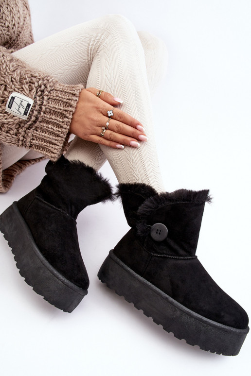 Women's Platform Snow Boots with Fur Black Wikasem