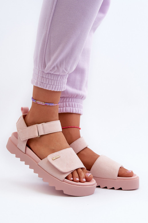 Women's Suede Platform Sandals by Big Star NN274701 Pink