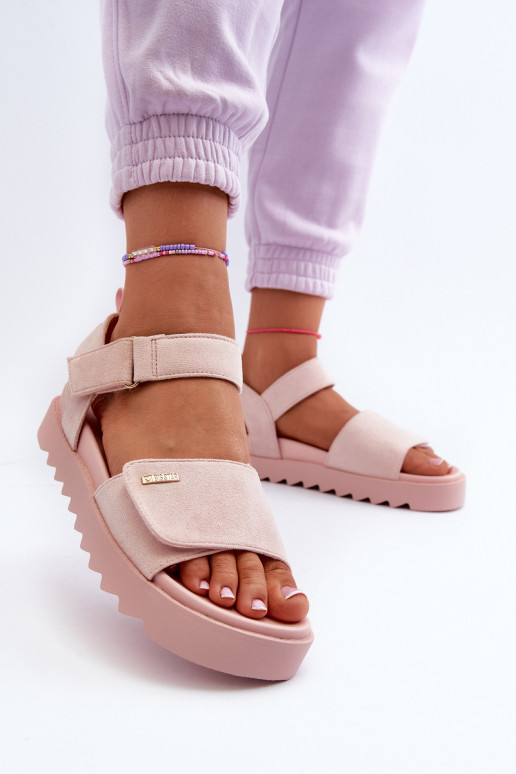 Women's Suede Platform Sandals by Big Star NN274701 Pink