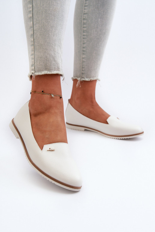 White Women's Flat Moccasins Enzla