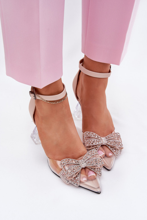 Elegant Court Shoes With Bow Vinceza 62212 Beige