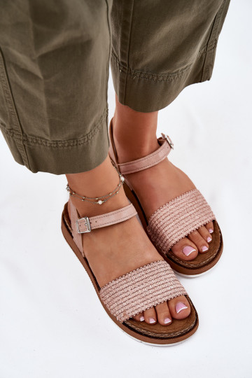 Women's Sandals With Braiding On Strap Pink Inblu GS000050