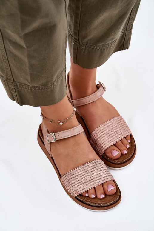 Women's Sandals With Braiding On Strap Pink Inblu GS000050