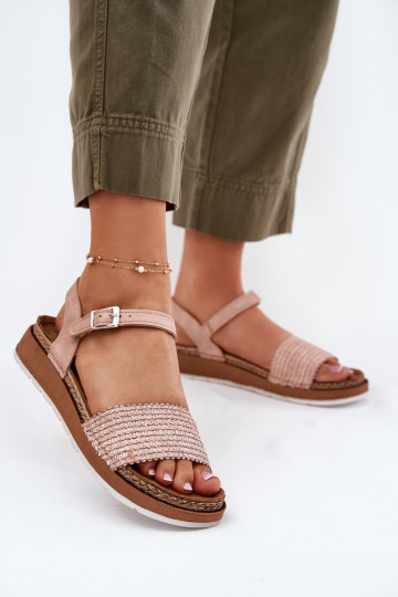 Women's Sandals With Braiding On Strap Pink Inblu GS000050 2