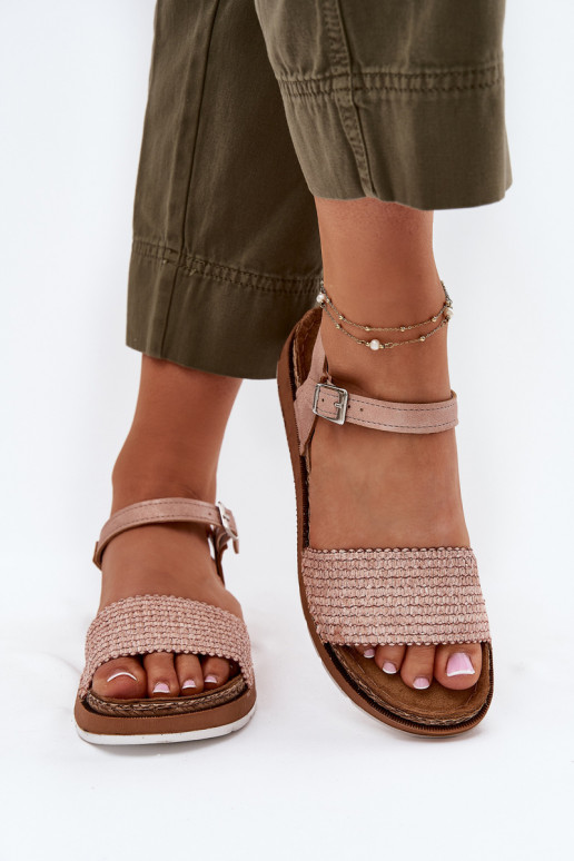 Women's Sandals With Braiding On Strap Pink Inblu GS000050