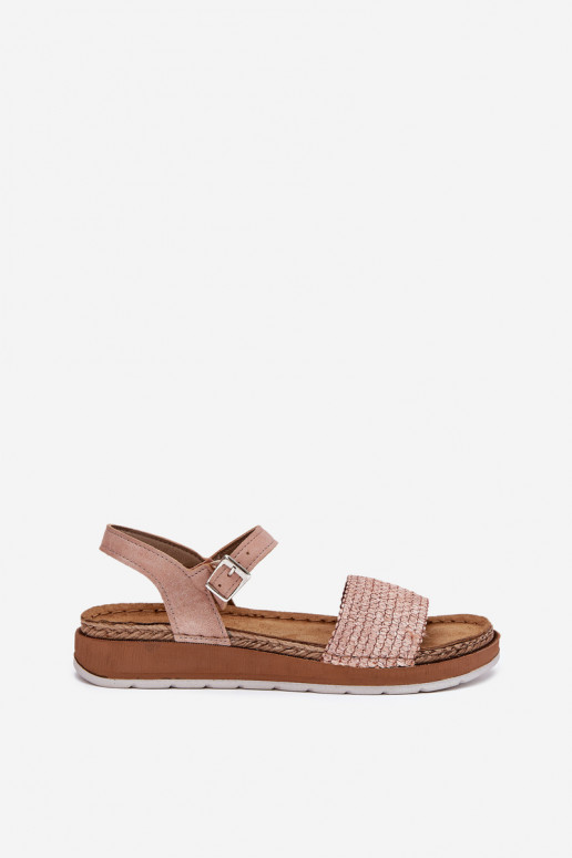Women's Sandals With Braiding On Strap Pink Inblu GS000050