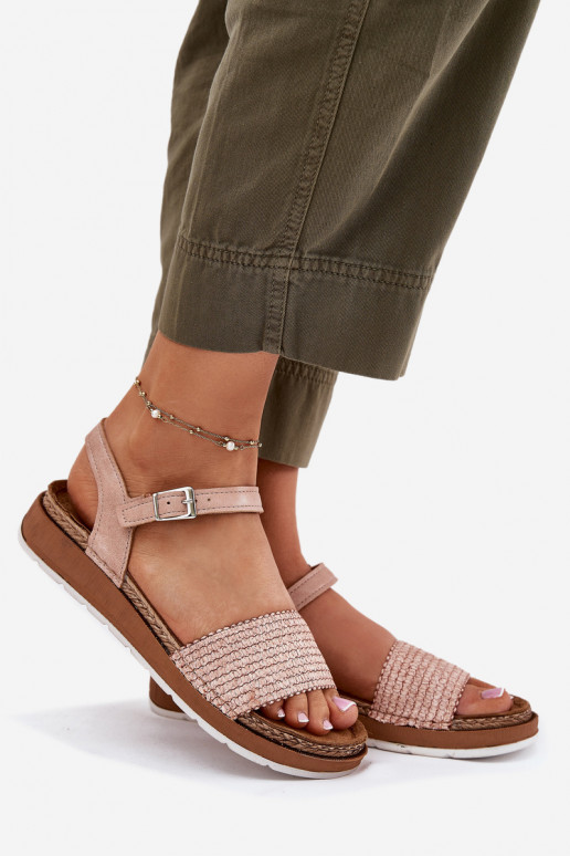 Women's Sandals With Braiding On Strap Pink Inblu GS000050