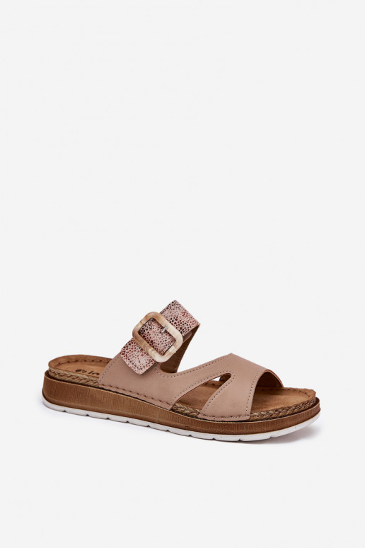 Lightweight Women's Slippers With Buckle Beige Inblu GS000055