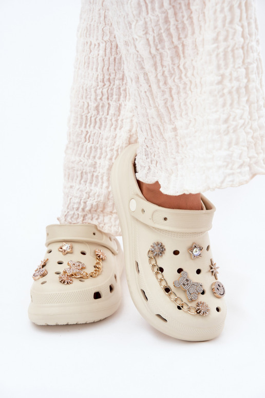 Women's Foam Slippers With Accessories Beige Linaviela
