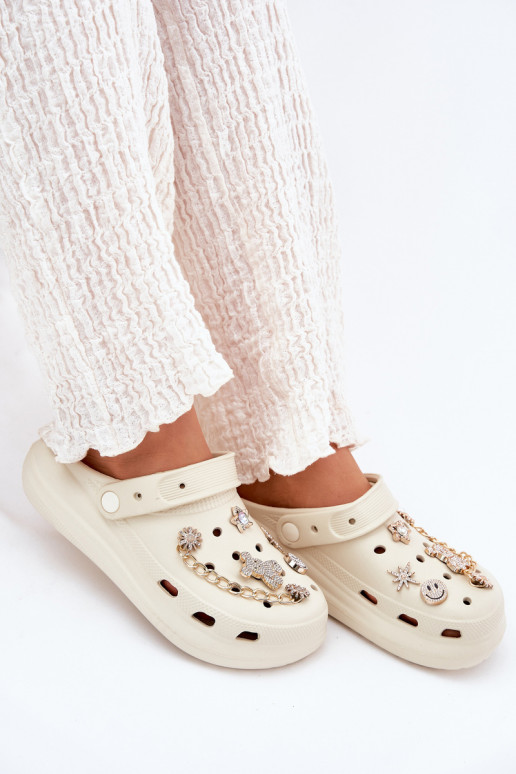 Women's Foam Slippers With Accessories Beige Linaviela