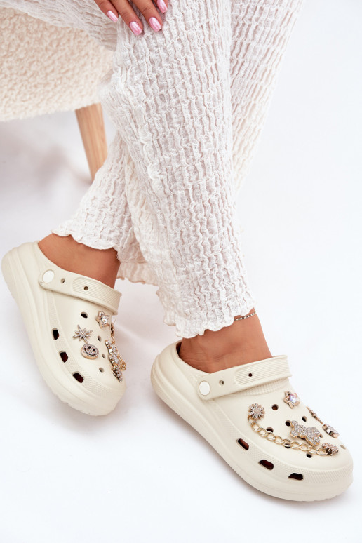 Women's Foam Slippers With Accessories Beige Linaviela
