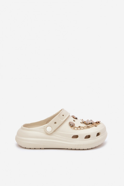 Women's Foam Slippers With Accessories Beige Linaviela