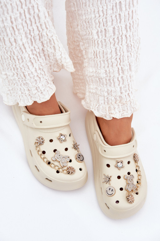 Women's Foam Slippers With Accessories Beige Linaviela