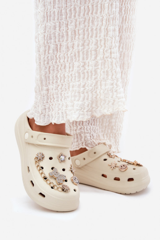 Women's Foam Slippers With Accessories Beige Linaviela