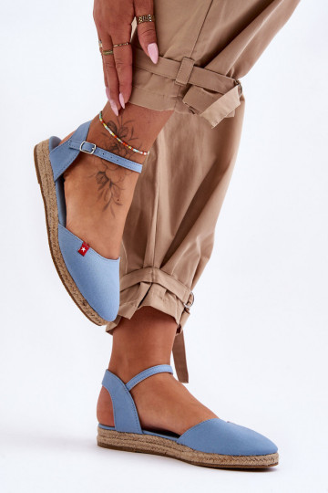 Damskie Espadryle Na Platformie Big Star FF274532 Niebieskie 2