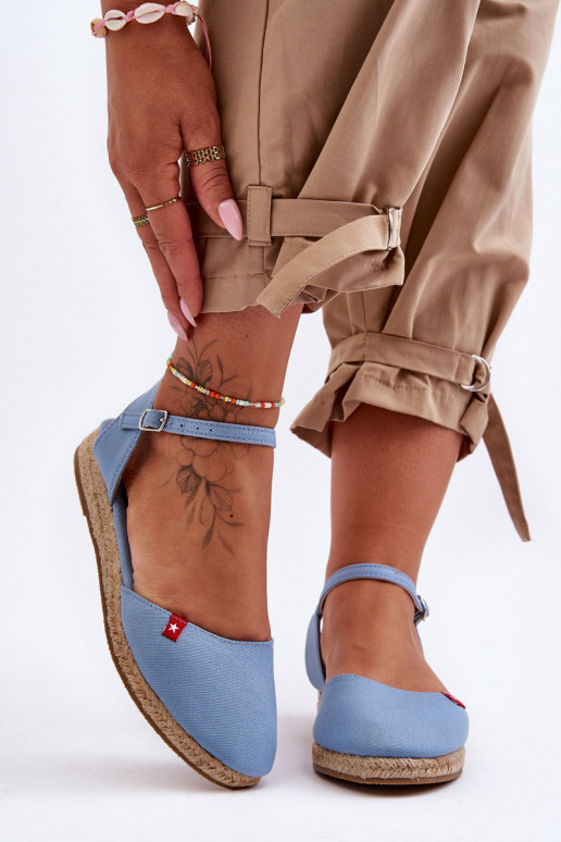 Damskie Espadryle Na Platformie Big Star FF274532 Niebieskie