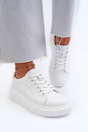White Women's Leather Platform Sneakers Danida 2