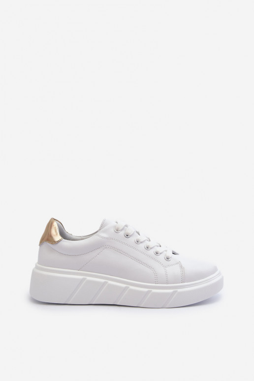 White Women's Leather Platform Sneakers Danida