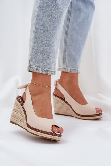 Wedge Sandals With Braiding Beige Nanalis 2