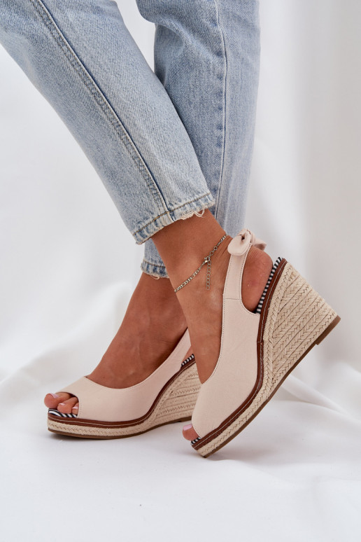 Wedge Sandals With Braiding Beige Nanalis