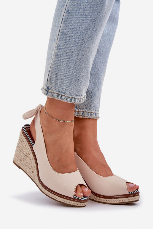 Wedge Sandals With Braiding Beige Nanalis