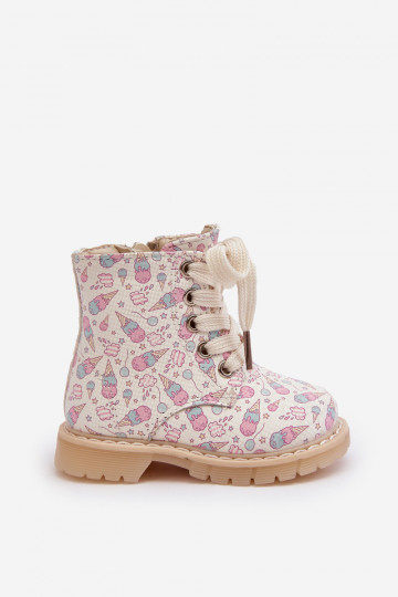 Zip-Up Lined Children's Boots Beige Dolida 2