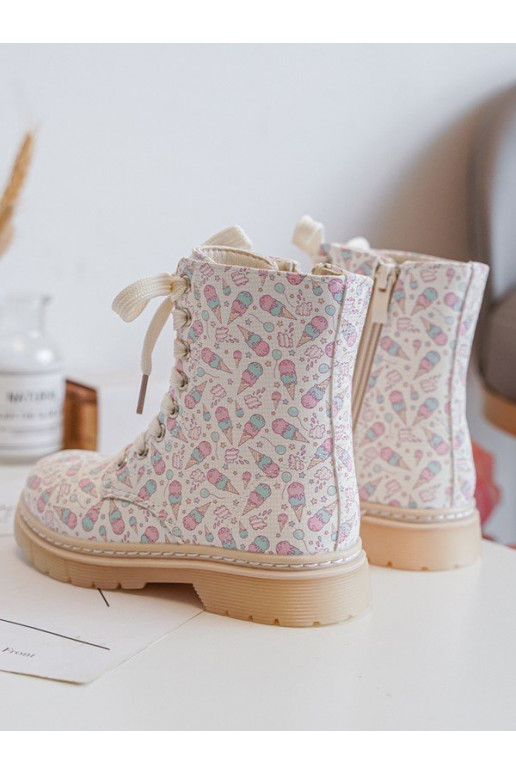 Zip-Up Lined Children's Boots Beige Dolida