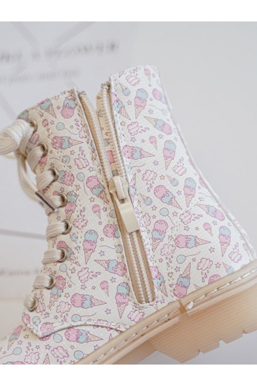 Zip-Up Lined Children's Boots Beige Dolida