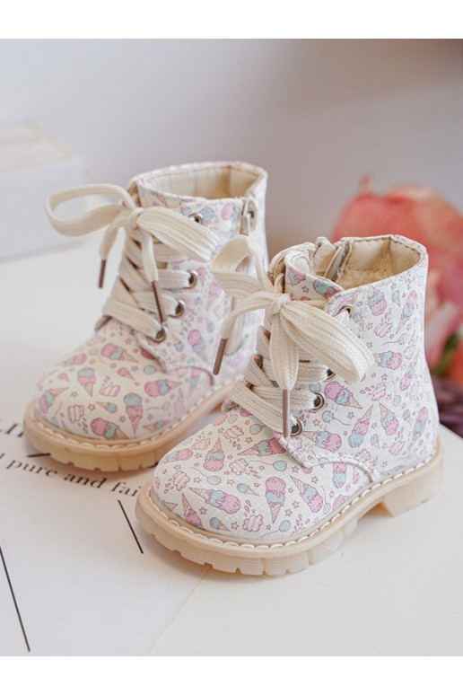 Zip-Up Lined Children's Boots Beige Dolida