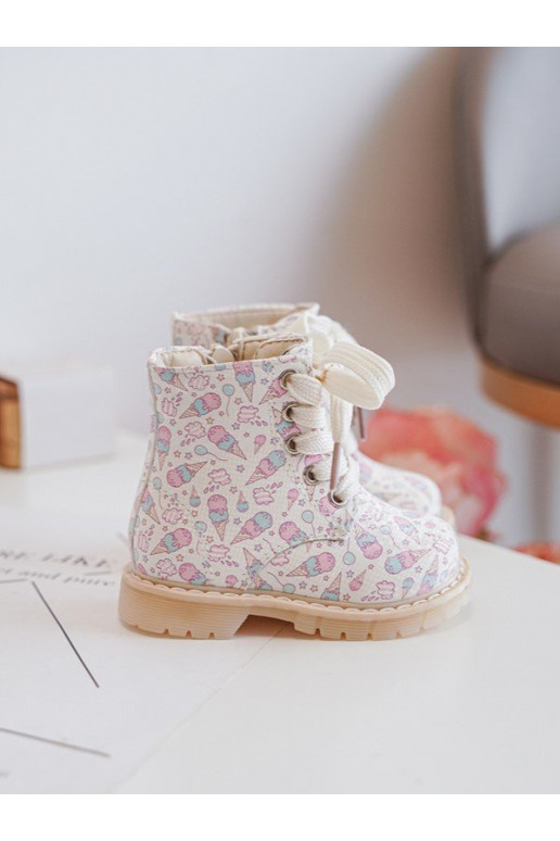 Zip-Up Lined Children's Boots Beige Dolida