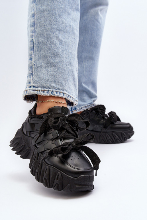 Women's sneakers with chunky sole black Ellerai