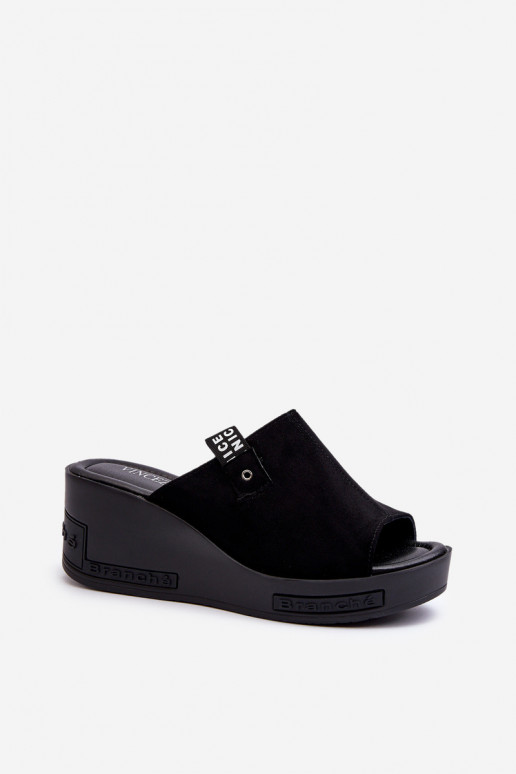 Women's Black Wedge Sandals Vleni