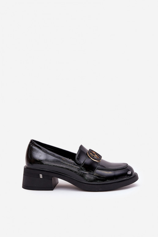 Lacquered Leather Moccasins On Heel Vinceza 18102 Black