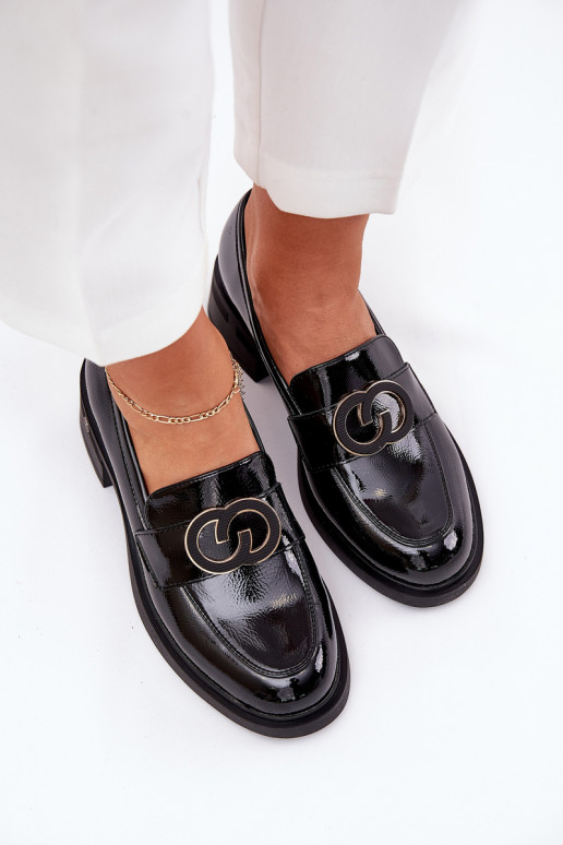 Lacquered Leather Moccasins On Heel Vinceza 18102 Black