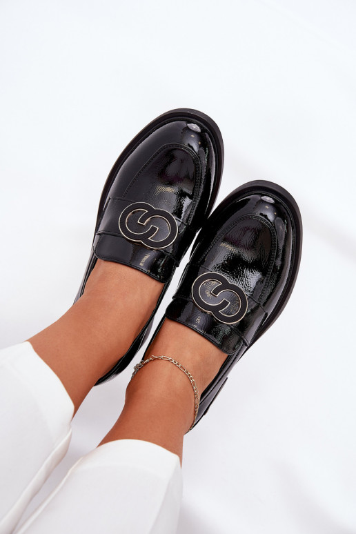 Lacquered Leather Moccasins On Heel Vinceza 18102 Black